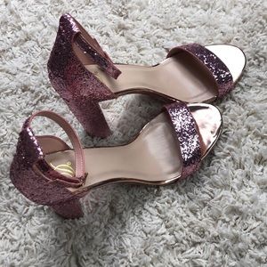 Sparkly pink heels with ankle strap